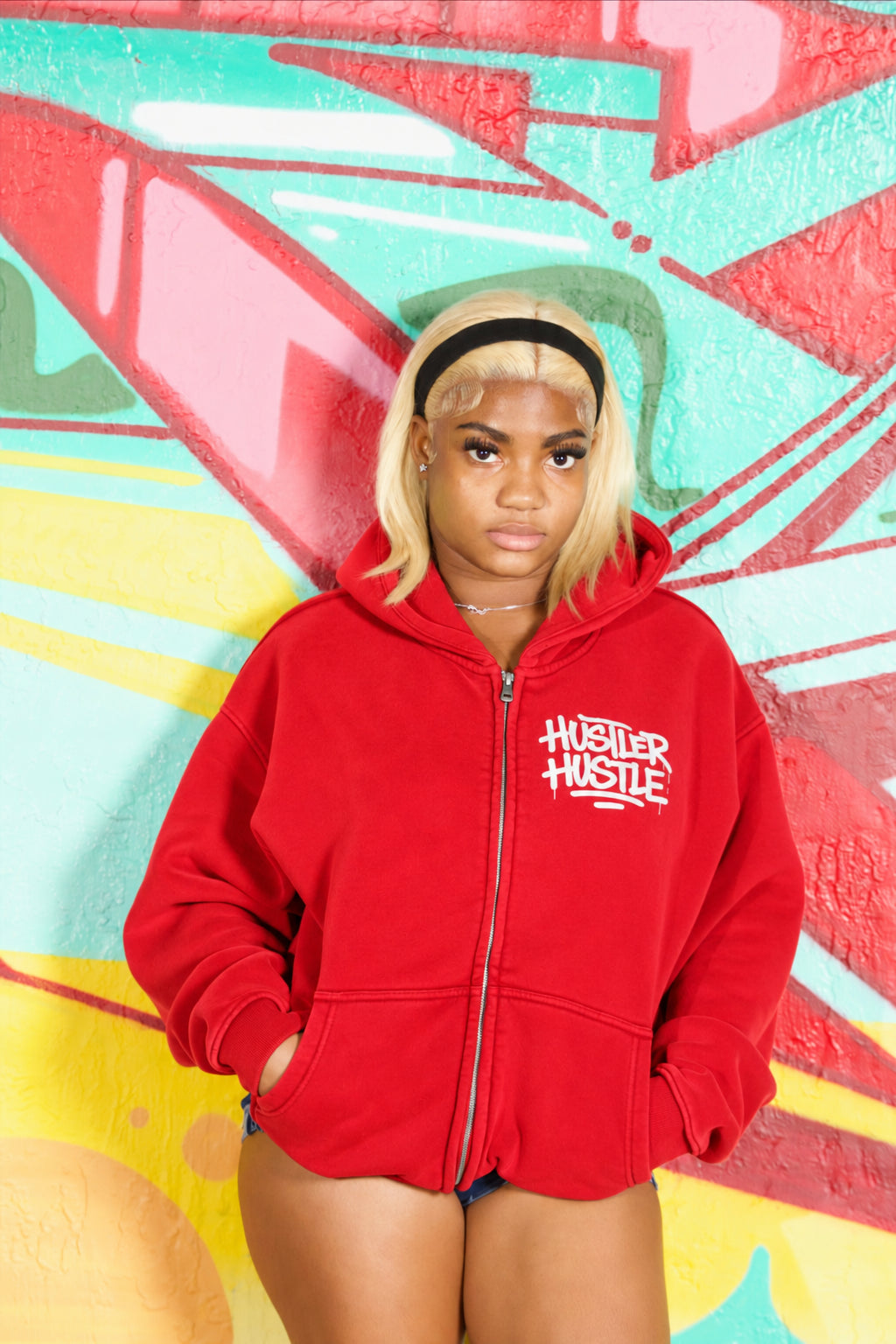 Hustler Hustle - Boxy Fleece Hoodie (Blood Red)